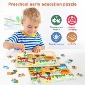 Puzzles 6×30 Pièces en Bois, Jouet Educatif Préscolaire,
