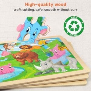 Puzzles 6×30 Pièces en Bois, Jouet Educatif Préscolaire,