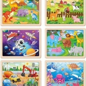 Puzzles 6×30 Pièces en Bois, Jouet Educatif Préscolaire,