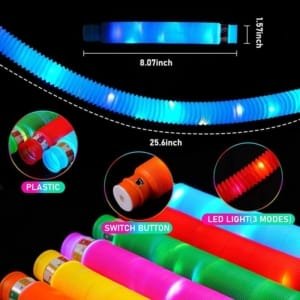 12 Pop Tubes LED allument le jouet sensoriel anti-stress qui brille dans le noir