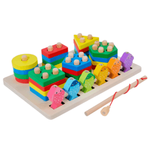Jouets en bois empilables et jeu de pêche magnétique