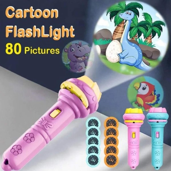 Lampe de poche de projection de dessin animé pour enfants, 3 cartes, 36 modèles