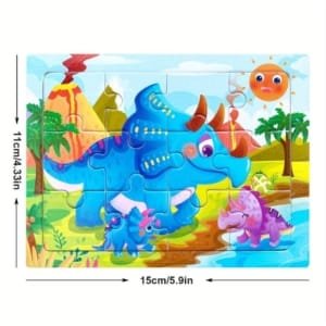 15 Puzzle 4x3 pour enfants en bois - thème des animeaux 15 x 11 cm