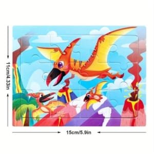 15 Puzzle 4x3 pour enfants en bois - thème des animeaux 15 x 11 cm