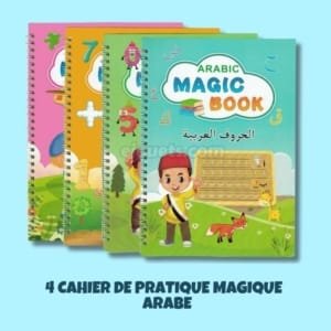 PACK 3: Cahier De Pratique Magique 4 Livres ARABE, FRANCAIS avec 20 recharge + Tablette LCD 10 pouce