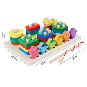 Jouets en bois empilables et jeu de pêche magnétique