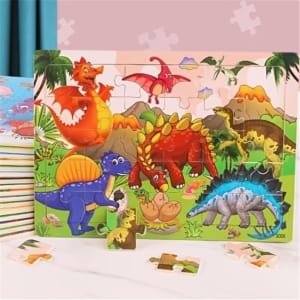 Pack 5 × Puzzle 3d en bois pour enfants - dinosaures, animaux et plus...