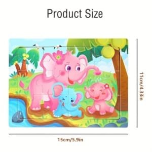 15 Puzzle 4x3 pour enfants en bois - thème des animeaux 15 x 11 cm