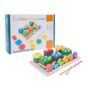Jouets en bois empilables et jeu de pêche magnétique