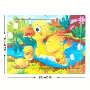 15 Puzzle 4x3 pour enfants en bois - thème des animeaux 15 x 11 cm