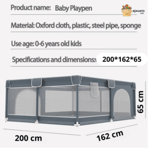 Parc de jeux pour bébé de grande taille avec anticollision 202/162 cm