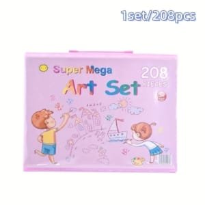 Kit d'Art Deluxe de 208 Pièces : Crayons Premium; Stylos Aquarelle pour Dessin, Peinture; Projets Créatifs