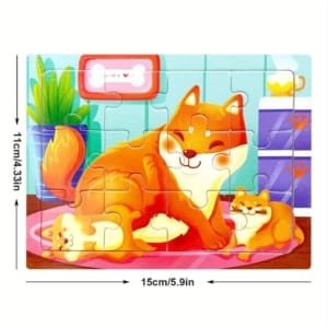 15 Puzzle 4x3 pour enfants en bois - thème des animeaux 15 x 11 cm