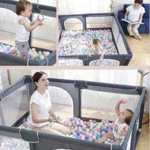 Parc de jeux pour bébé de grande taille avec anticollision 202/162 cm