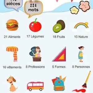 Cartes éducatives Français-anglais pour Jeunes Enfants de 2 à 6 Ans, 220 mots Jouets préscolaires pour écouter et Apprendre