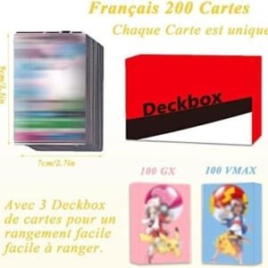 100 Carte Vmax GX avec Carte à Collectionner Deck Box