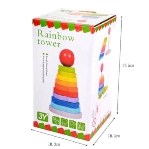 Tour arc-en-ciel en bois, puzzle pliable, jouets éducatifs pour tout-petits