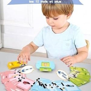 Cartes éducatives Français-anglais pour Jeunes Enfants de 2 à 6 Ans, 220 mots Jouets préscolaires pour écouter et Apprendre