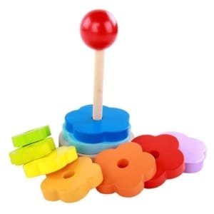 Tour arc-en-ciel en bois, puzzle pliable, jouets éducatifs pour tout-petits