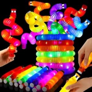 12 Pop Tubes LED allument le jouet sensoriel anti-stress qui brille dans le noir