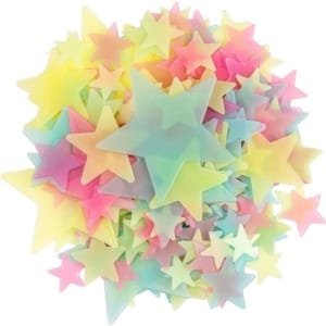 100 pièces brillent dans le noir étoiles, autocollants fluorescents étoiles pour murs et plafonds