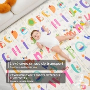 Tapis de Jeu pour Enfant 180x200x1,5cm Tapis de Sol XXL en Mousse Epais Pliable Reversible