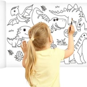 Rouleaux de papier à dessin adhésif pour enfants graffiti, papier à colorier 3m adhésif sur mur/table ou sol
