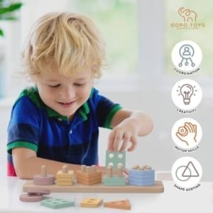 Jeu de Tri Couleurs Et Puzzle en Bois Jouets Éducatif pour les enfants