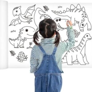 Rouleaux de papier à dessin adhésif pour enfants graffiti, papier à colorier 3m adhésif sur mur/table ou sol
