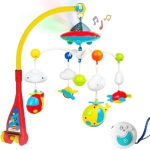 Mobile Musical pour Lit Bébé - Lumières et Musique avec Télécommande