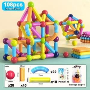Blocs de construction magnétiques Pour les enfants 108 Pièces