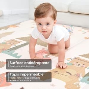 Tapis de Jeu pour Enfant 180x200x1,5cm Tapis de Sol XXL en Mousse Epais Pliable Reversible