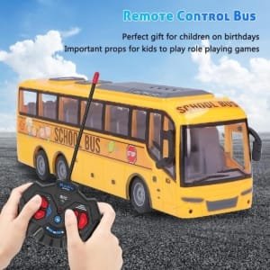 Bus Scolaire RC - Bus Jouet télécommandé avec Lumières LED