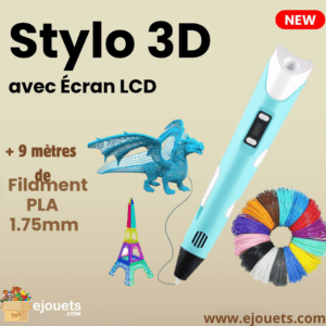Stylos 3D pour enfants et adultes avec 9 m fillament PLA