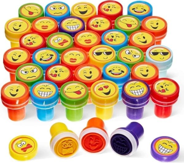 12 Tampons Enfants, Multicolore SMILEYS Coffret tampon
