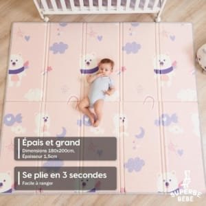 Tapis de Jeu pour Enfant 180x200x1,5cm Tapis de Sol XXL en Mousse Epais Pliable Reversible
