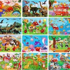 Pack 5 × Puzzle 3d en bois pour enfants - dinosaures, animaux et plus...