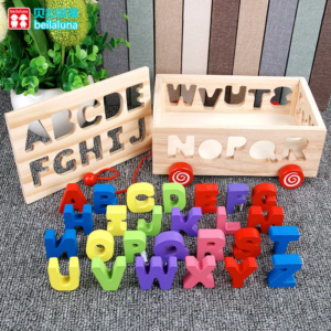 Chariot à traîner en bois, jeu de construction éducatif pour enfant, jeu d'appairage cognitif
