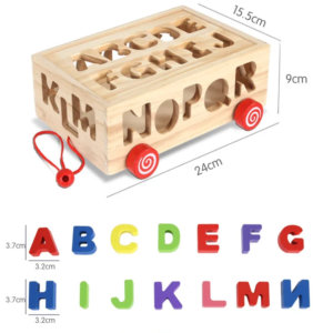 Chariot à traîner en bois, jeu de construction éducatif pour enfant, jeu d'appairage cognitif
