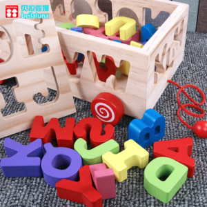 Chariot à traîner en bois, jeu de construction éducatif pour enfant, jeu d'appairage cognitif