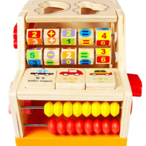 Coffre au trésor de voiture d'apprentissage polyvalent, Puzzle en bois perlé, perles rondes en bois