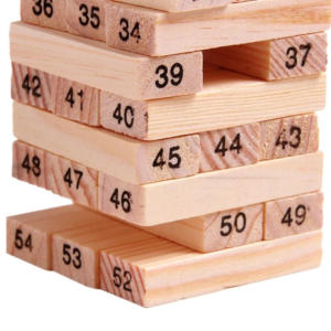 Tour Jenga en bois 54 blocs et 4 Domino de jeu