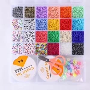 4000+ perles pour bracelet, 4mm perles de rocaille couleurs kit, 300 perles Lettres avec cordon élastique et ciseaux pour Adulte Enfan