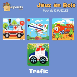 12 Puzzle en bois pour enfants 15x15cm, jouets éducatifs, cadeaux pour enfants