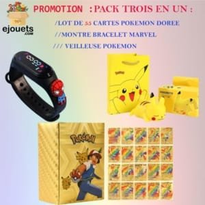 Lot 55 carte pokémon + Veilleuse PIKACHU + Montre Spiderman