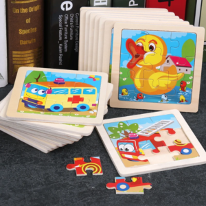 4 Puzzle en bois pour enfants 11x11cm, jouets éducatifs, cadeaux pour enfants