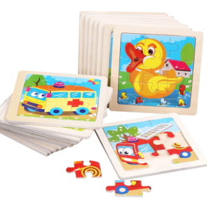 4 Puzzle en bois pour enfants 11x11cm, jouets éducatifs, cadeaux pour enfants