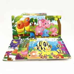 20 Puzzle en bois thème parent-enfant, dessin animé, animal, jeu Montessori