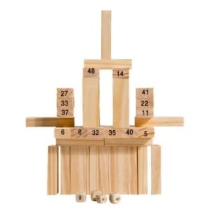 Tour Jenga en bois 54 blocs et 4 Domino de jeu