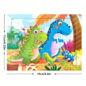 15 Puzzle 4x3 pour enfants en bois - thème des animeaux 15 x 11 cm